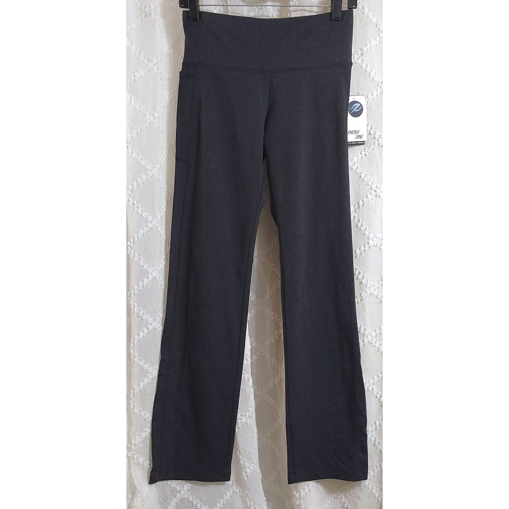 Energy Zone Womens High Waist Pocket Pant Charcoal Gray Stretch Yoga Small NWT